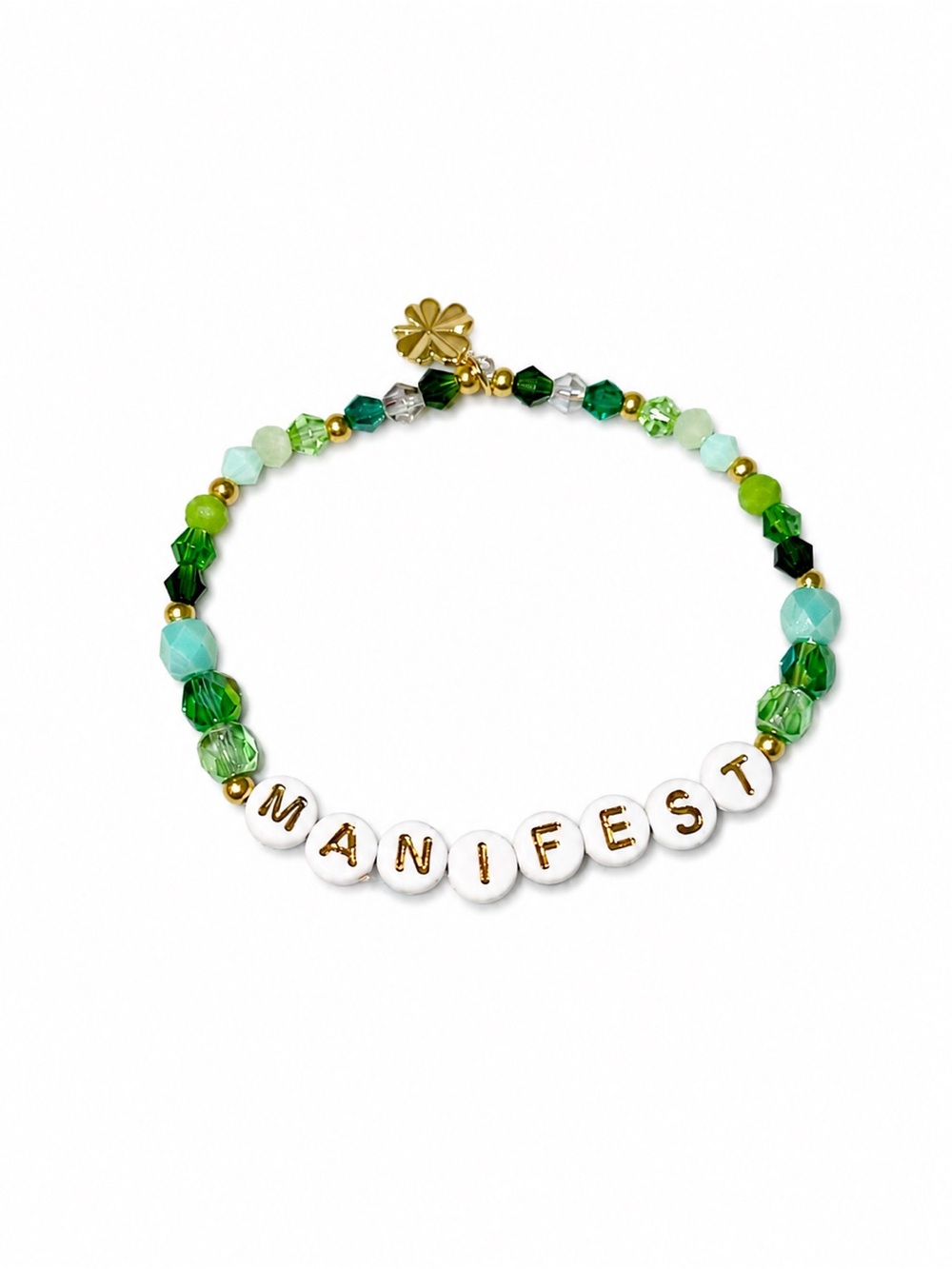 Manifest Bracelet with Four Leaf Clover charm